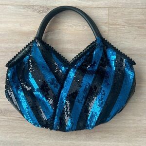 IPA-NIMA Sequin Shoulder Bag | Black and Electric Blue